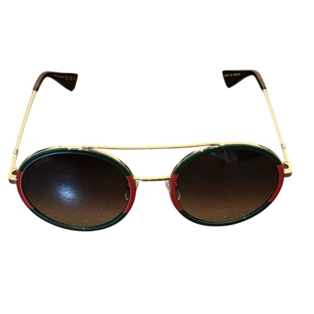 Gucci Red/Green Gradient Round Sunglasses, Gold Frame, NIB560 - Picture 2 of 9
